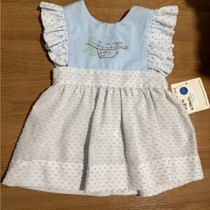 Light Blue and White Baby Girls' Embroidered Nest Dress